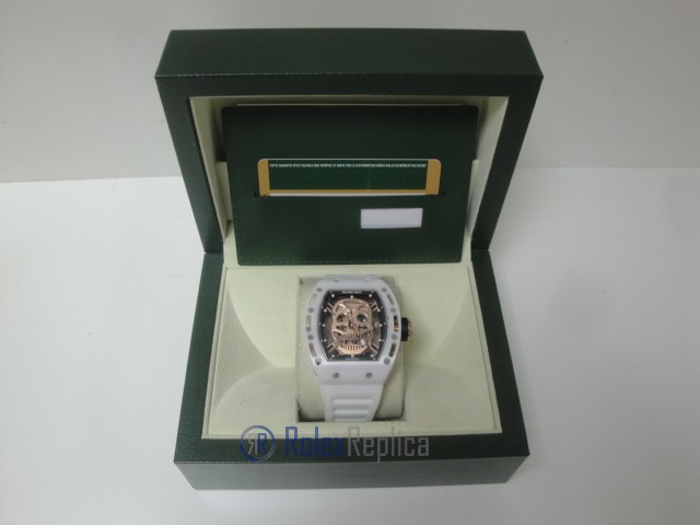 richard mille replica skull nano ceramic skeletron limited edition white strip rubber-b