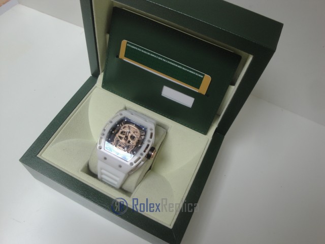 richard mille replica skull nano ceramic skeletron limited edition white strip rubber-b - immagine 3