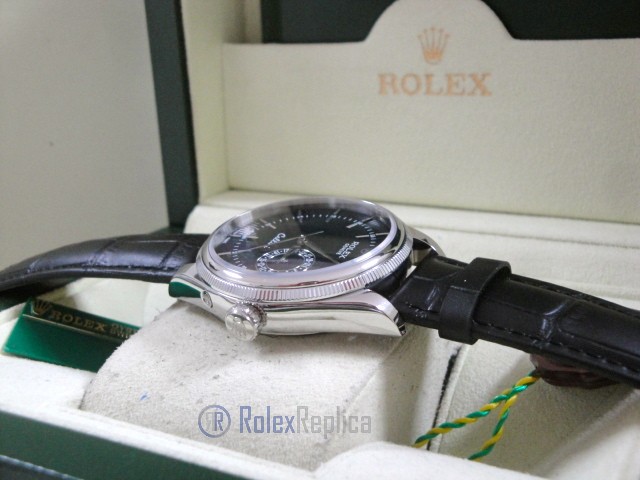 rolex replica cellini date black dial orologio replica cinturino pelle - immagine 6