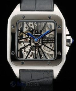 Cartier replica santos skeletron ceramichon strip leather orologio imitazione perfetta