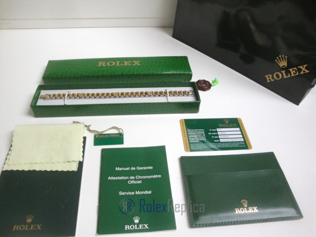 Rolex replica gioielli bracciale jubilèè strip oro giallo acciaio bi-colour - immagine 3