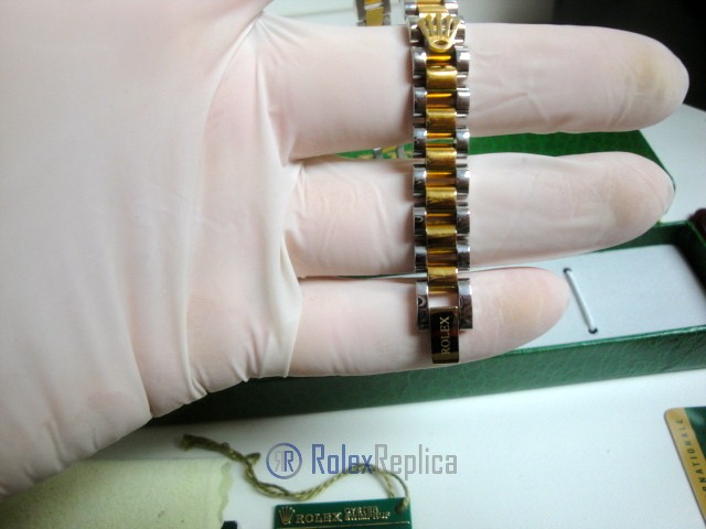 Rolex replica gioielli bracciale jubilèè strip oro giallo acciaio bi-colour - immagine 5