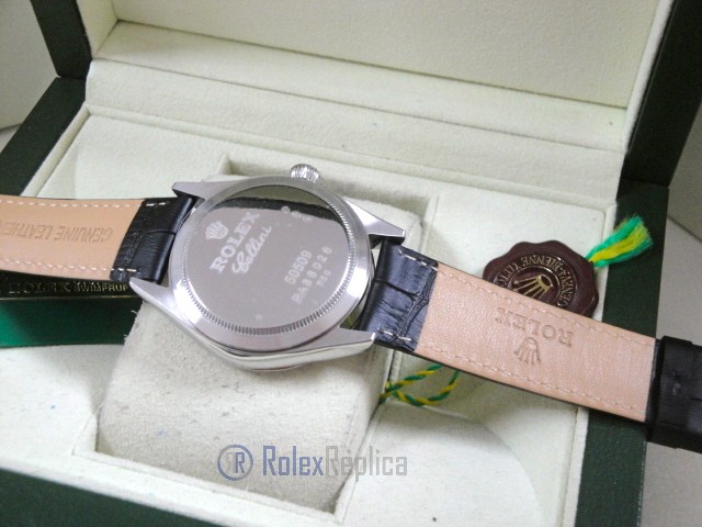 rolex replica cellini date black dial orologio replica cinturino pelle - immagine 9