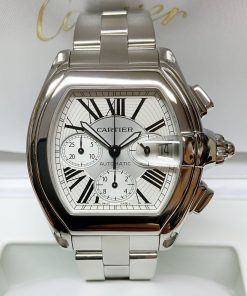 Cartier replica roadster white dial acciaio orologio imitazione perfetta