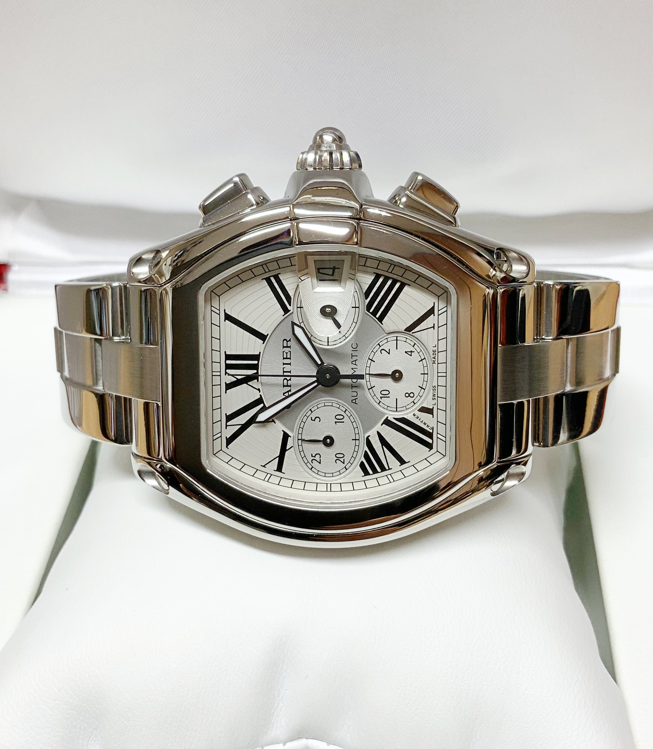 Cartier replica roadster white dial acciaio orologio imitazione perfetta - immagine 4