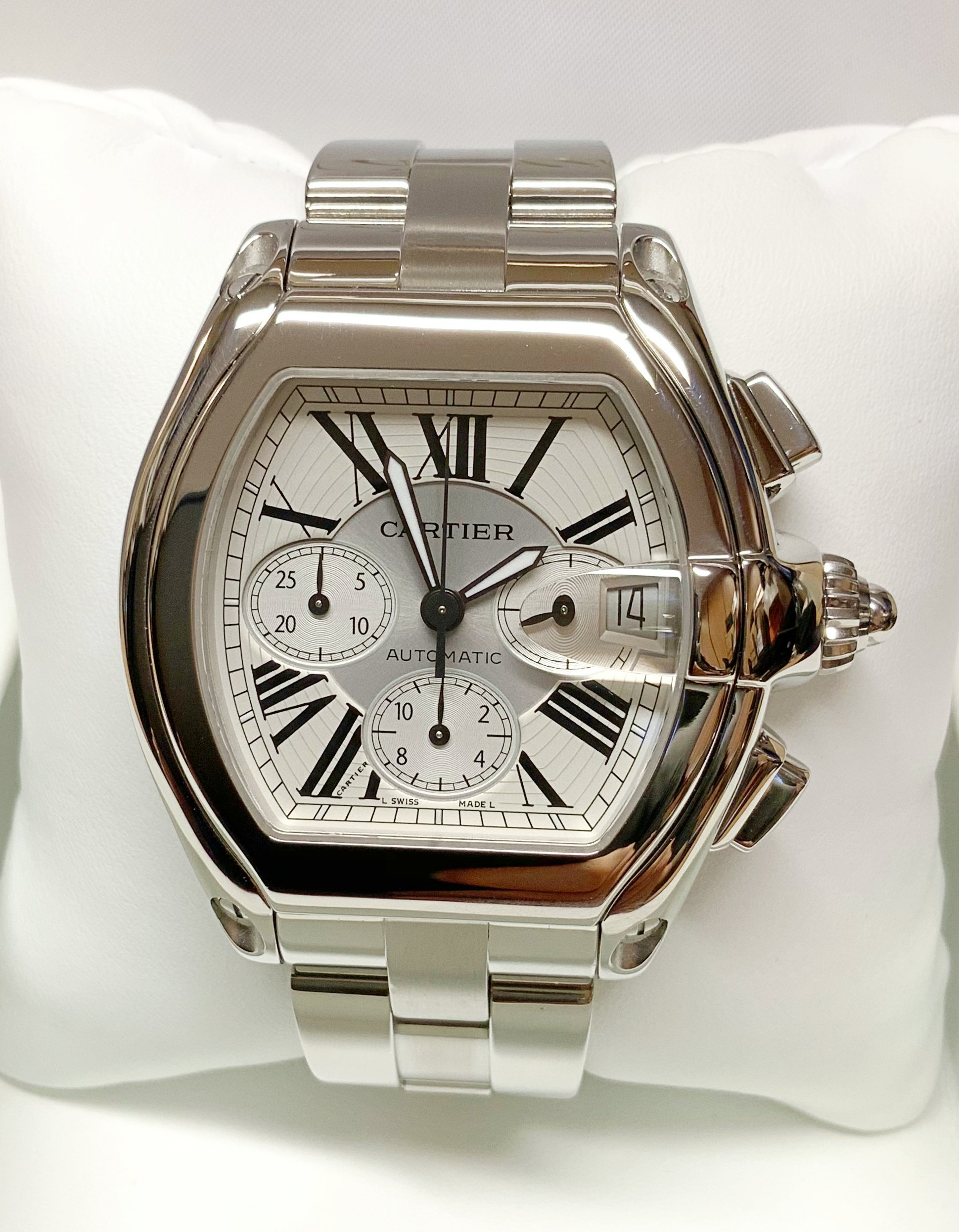 Cartier replica roadster white dial acciaio orologio imitazione perfetta - immagine 5