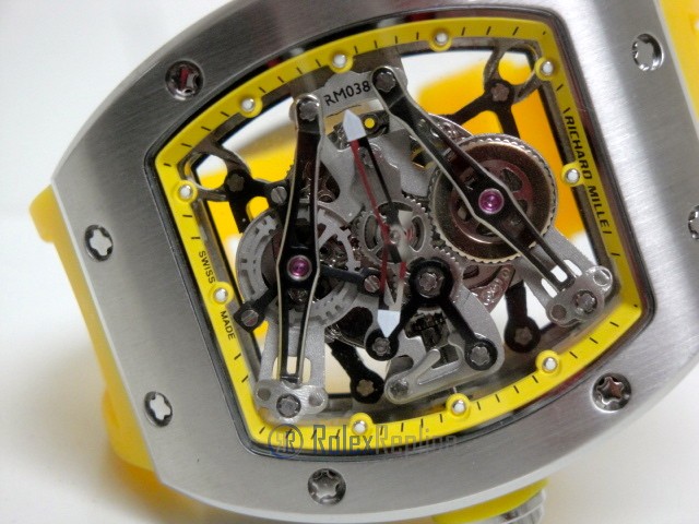 richard mille replica RM038 bubba watson skeletron yellow limited edition strip rubber-b - immagine 14