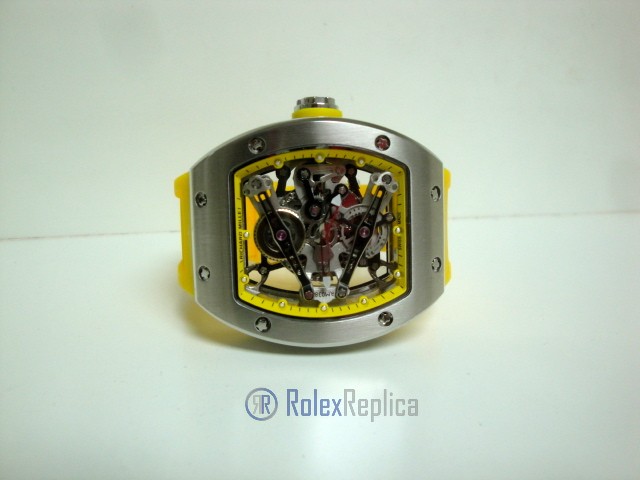 richard mille replica RM038 bubba watson skeletron yellow limited edition strip rubber-b - immagine 2