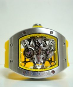 richard mille replica RM038 bubba watson skeletron yellow limited edition strip rubber-b