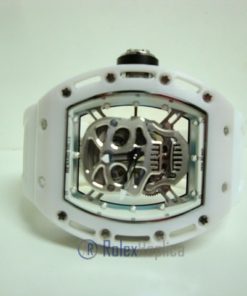 richard mille replica skull nano ceramic RM052 skeletron white edition strip rubber-b