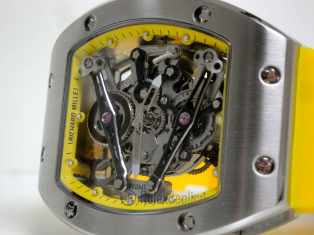 richard mille replica RM038 bubba watson skeletron yellow limited edition strip rubber-b - immagine 10