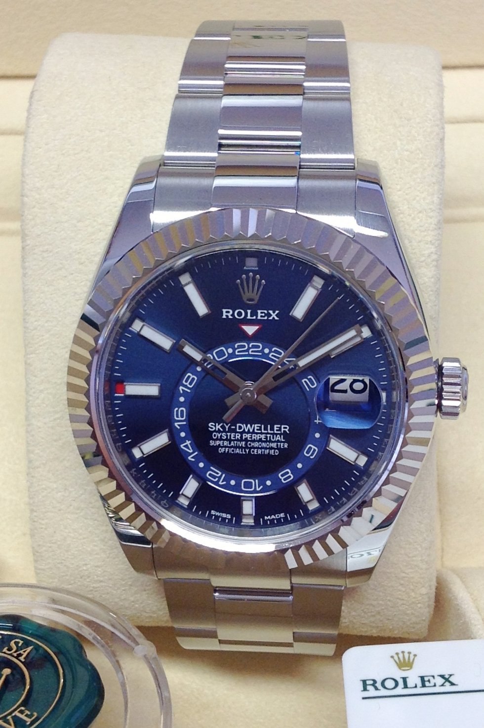 rolex replica sky-dweller acciaio-white gold blue dial orologio replica copia - immagine 6
