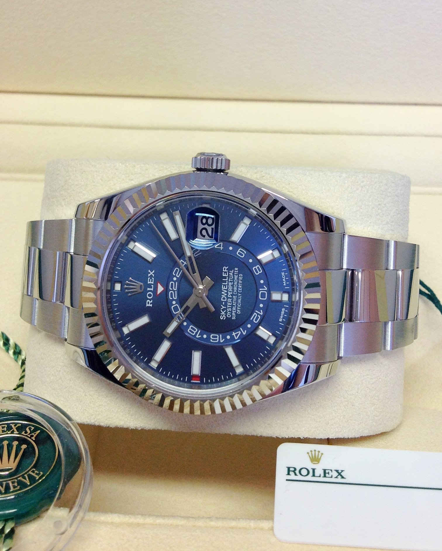 rolex replica sky-dweller acciaio-white gold blue dial orologio replica copia - immagine 3