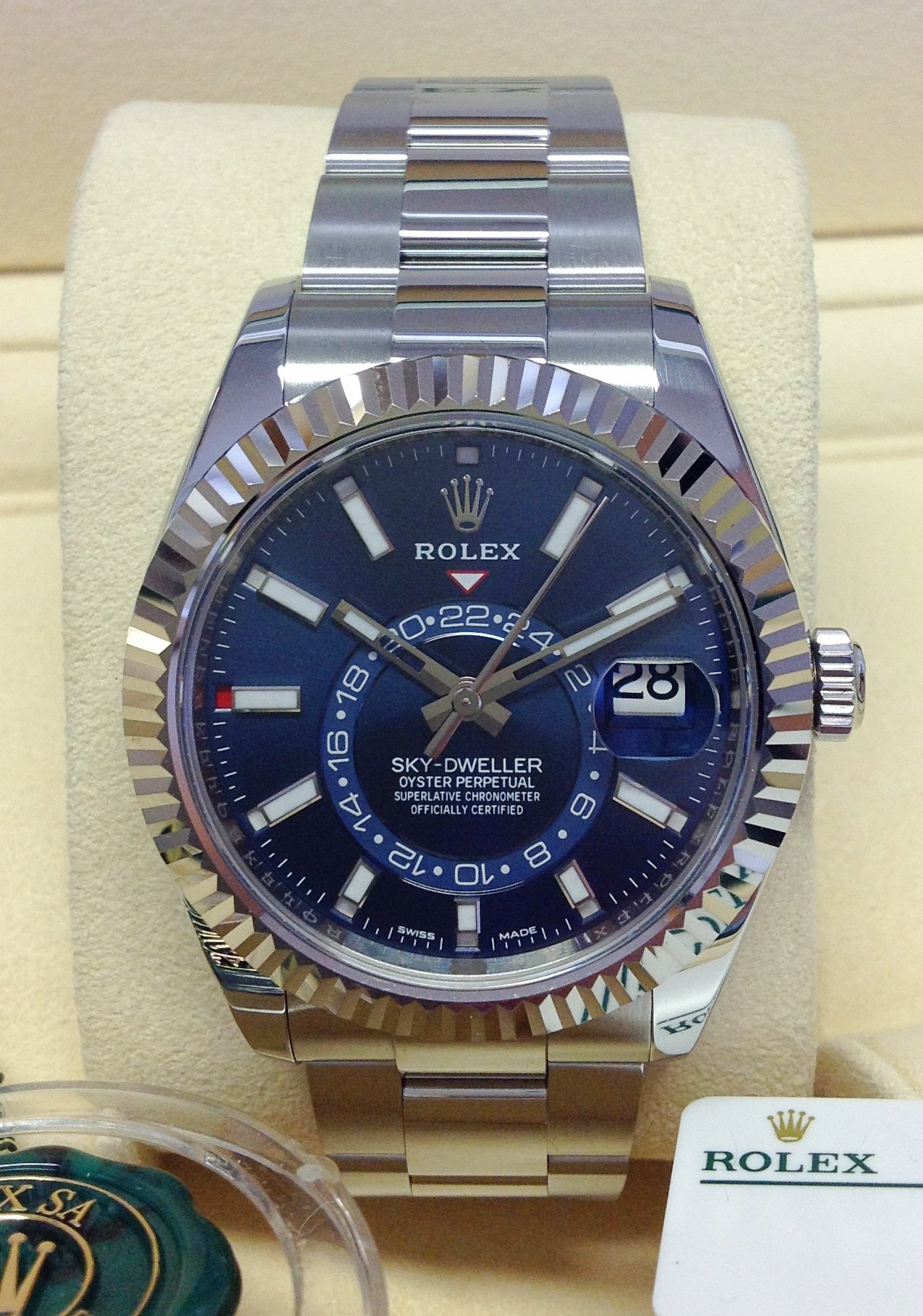 rolex replica sky-dweller acciaio-white gold blue dial orologio replica copia
