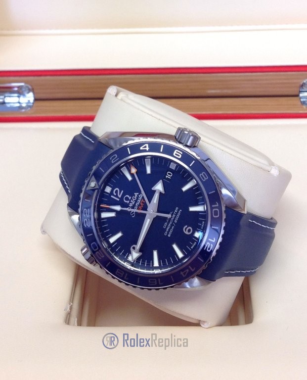 Omega replica seamaster planet ocean 43.5mm blue strip leather imitazione copia - immagine 2