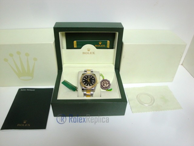 rolex replica datejust acciaio oro oyster black dial barrette orologio imitazione - immagine 2