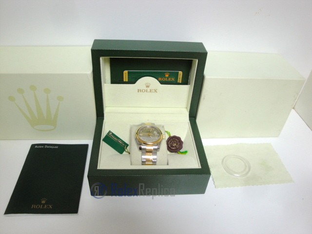 rolex replica datejust acciaio oro oyster grey dial barrette orologio imitazione - immagine 2