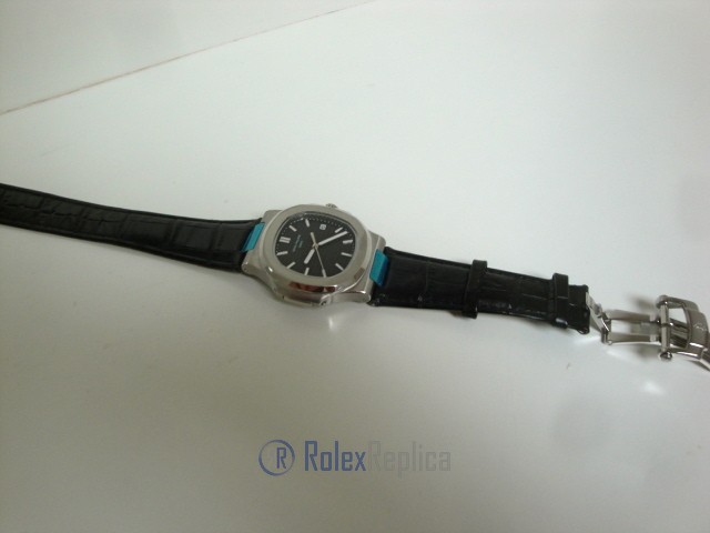 patek philippe replica nautilus acciaio black dial skeletron orologio replica - immagine 2