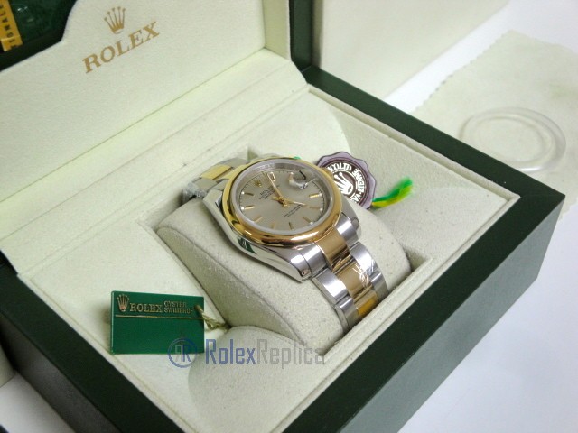 rolex replica datejust acciaio oro oyster grey dial barrette orologio imitazione - immagine 3
