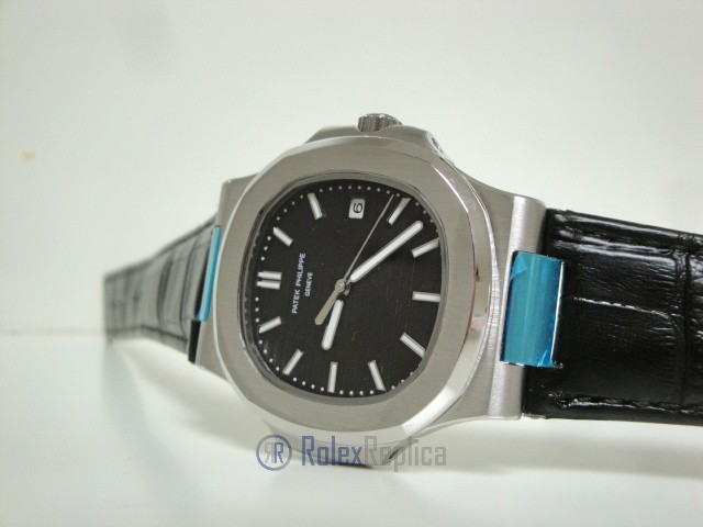 patek philippe replica nautilus acciaio black dial skeletron orologio replica - immagine 6