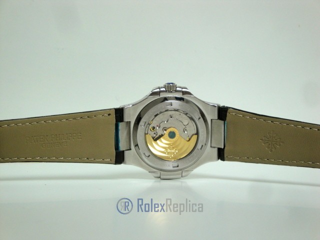 patek philippe replica nautilus acciaio black dial skeletron orologio replica - immagine 8