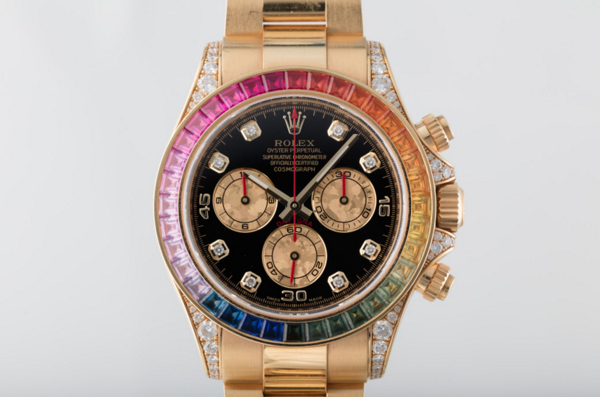 rolex replica daytona rainbow full diamonds oro giallo orologio replica