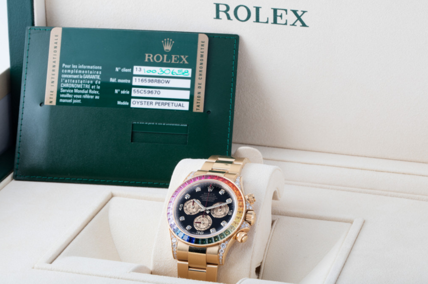 rolex replica daytona rainbow full diamonds oro giallo orologio replica - immagine 7