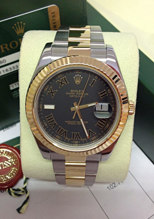 Rolex replica Datejust II black roman 116333 Bi-Colour 41mm - immagine 4
