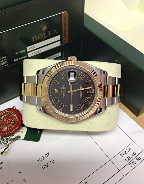 Rolex replica Datejust II black roman 116333 Bi-Colour 41mm - immagine 6