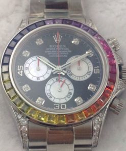 rolex replica daytona rainbow full diamonds oro bianco orologio replica