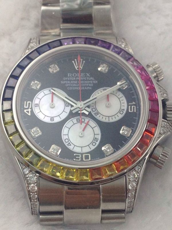 rolex replica daytona rainbow full diamonds oro bianco orologio replica