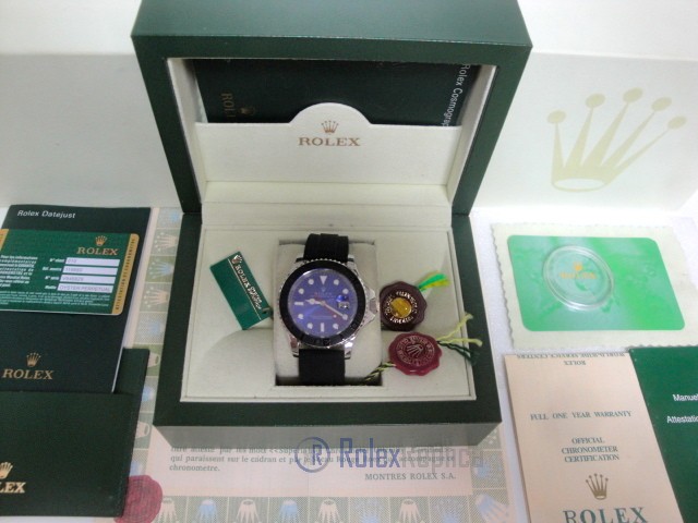 rolex replica yacht master I strip rubber-b dial blue basilea - immagine 2