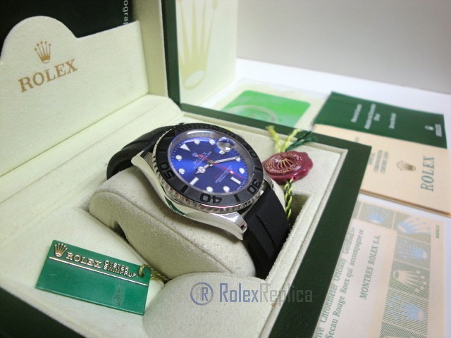 rolex replica yacht master I strip rubber-b dial blue basilea - immagine 4