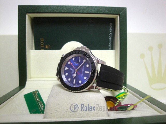rolex replica yacht master I strip rubber-b dial blue basilea - immagine 5