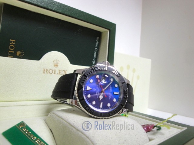 rolex replica yacht master I strip rubber-b dial blue basilea - immagine 6