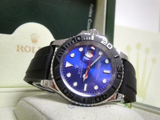 rolex replica yacht master I strip rubber-b dial blue basilea