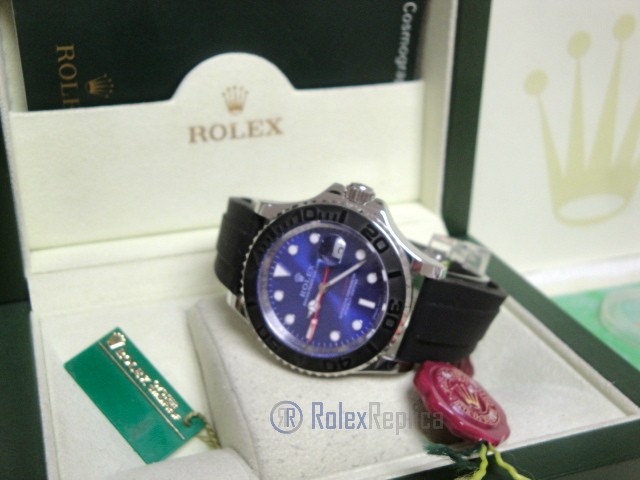 rolex replica yacht master I strip rubber-b dial blue basilea - immagine 10