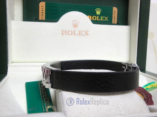 Rolex replica gioielli bracciale jubilèè-style acciaio-pelle black - immagine 5