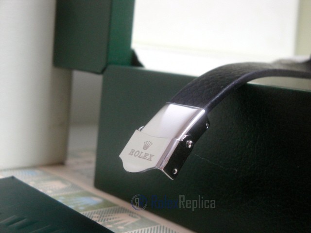 Rolex replica gioielli bracciale jubilèè-style acciaio-pelle black - immagine 8
