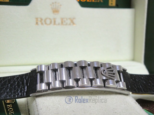 Rolex replica gioielli bracciale jubilèè-style acciaio-pelle black - immagine 9