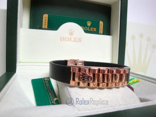 Rolex replica gioielli bracciale jubilèè-style everose-pelle black - immagine 3