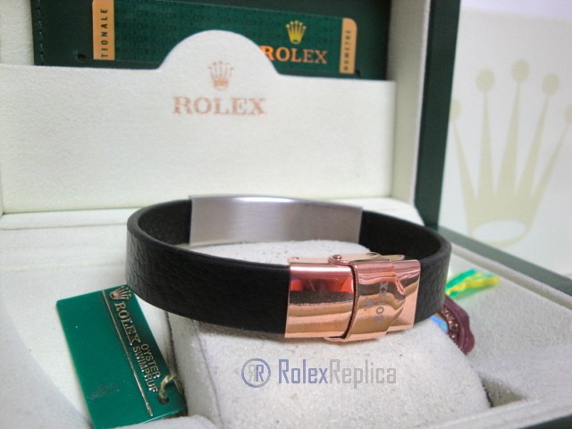 Rolex replica gioielli bracciale jubilèè-style everose-pelle black - immagine 5