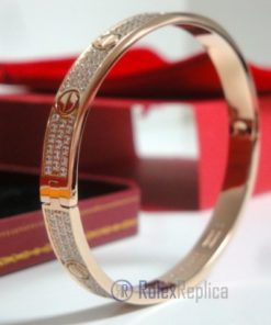 Cartier replica gioiello bracciale love rose gold pavè diamond