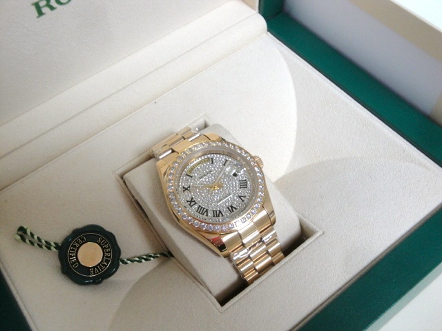 rolex replica day-date SARU brillantine yellow gold orologio replica - immagine 3