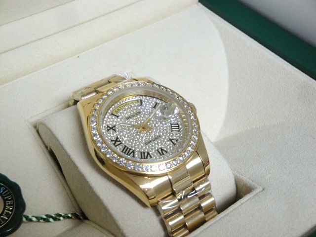 rolex replica day-date SARU brillantine yellow gold orologio replica - immagine 5