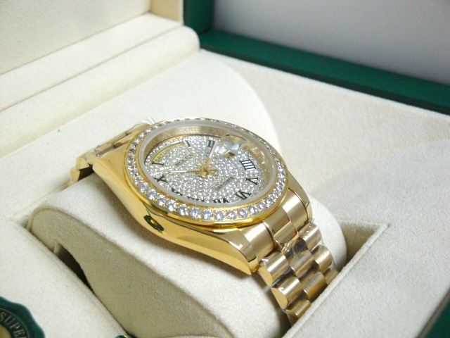 rolex replica day-date SARU brillantine yellow gold orologio replica - immagine 6