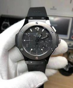 HUBLOT REPLICA BIG BANG CERAMIC WATCH WITH TITANIUM BEZEL CLONE HUB4100 MOVEMENT