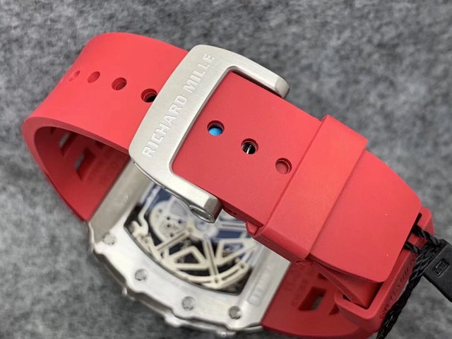 RICHARD MILLE REPLICA RM11-03 CRYSTAL SKELETON DIAL WITH RED RUBBER STRAP - immagine 11