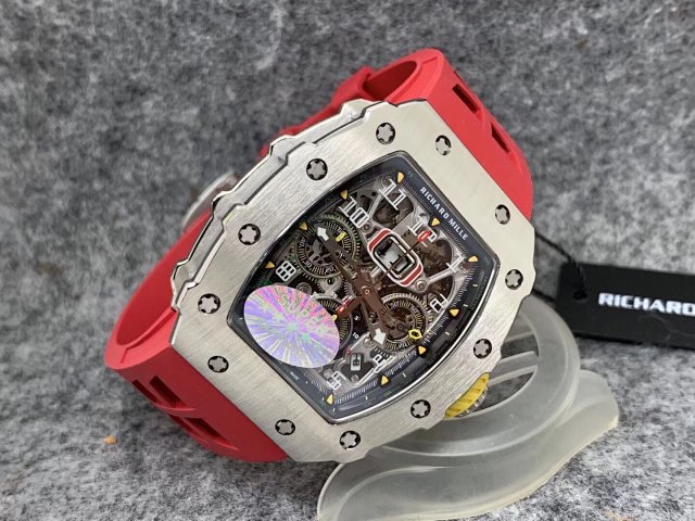 RICHARD MILLE REPLICA RM11-03 CRYSTAL SKELETON DIAL WITH RED RUBBER STRAP - immagine 9
