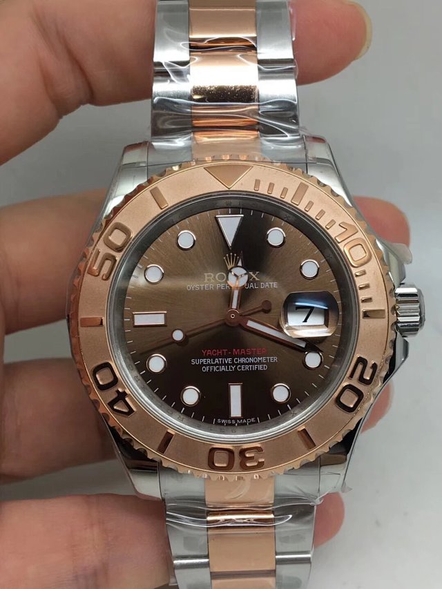 REPLICA ROLEX YACHTMASTER 40MM 126621 TWO TONE BROWN DIAL CLONE MOVEMENT